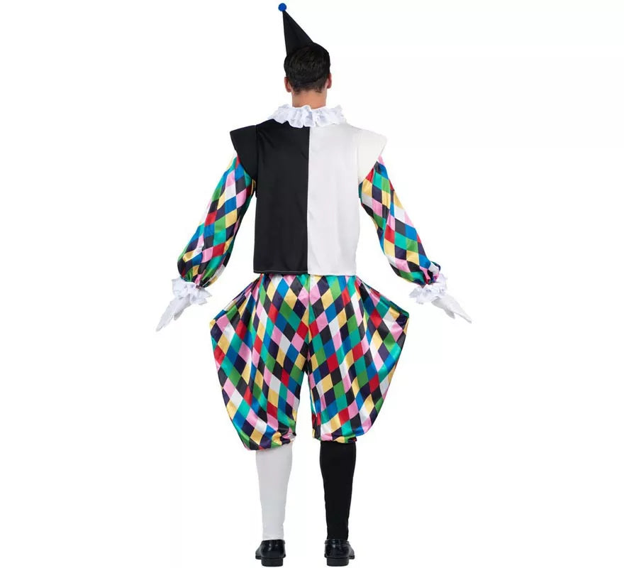 Translation missing: fr.Disfraz de Arlequín negro y multicolor para hombre