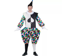 Déguisement Arlequin noir et multicolore homme