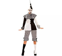 Déguisement de Arlequin Blanc et Noir pour femme