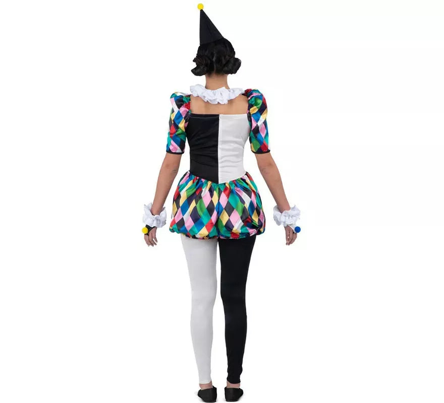 Translation missing: fr.Disfraz de Arlequina negro y multicolor para mujer