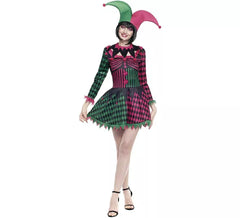 Déguisement Arlequina tricolore femme
