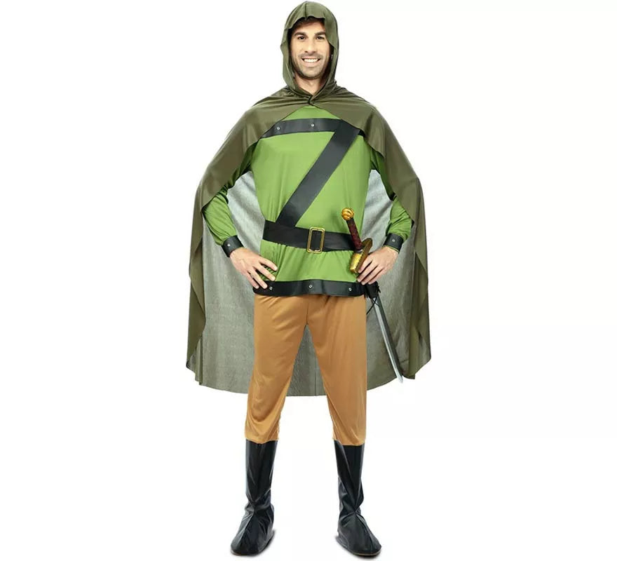 Translation missing: fr.Disfraz de Arquero del Bosque verde con capa para hombre