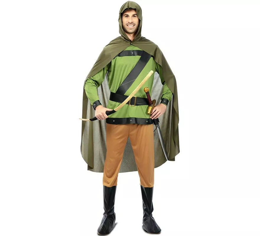 Translation missing: fr.Disfraz de Arquero del Bosque verde con capa para hombre