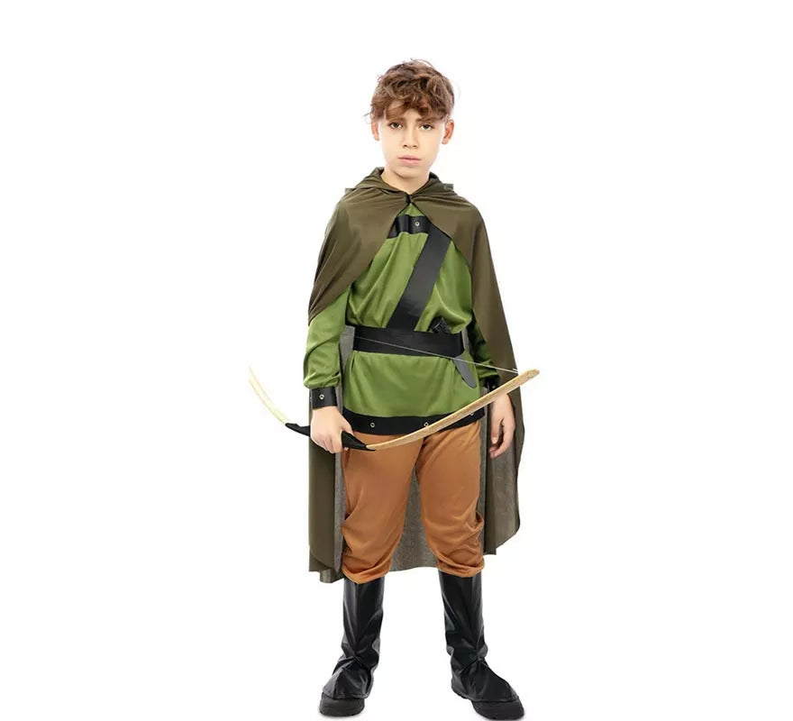 Translation missing: fr.Disfraz de Arquero del Bosque verde con capa para niño