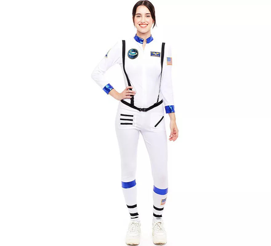 Translation missing: fr.Disfraz de Astronauta blanco con Insignia para mujer