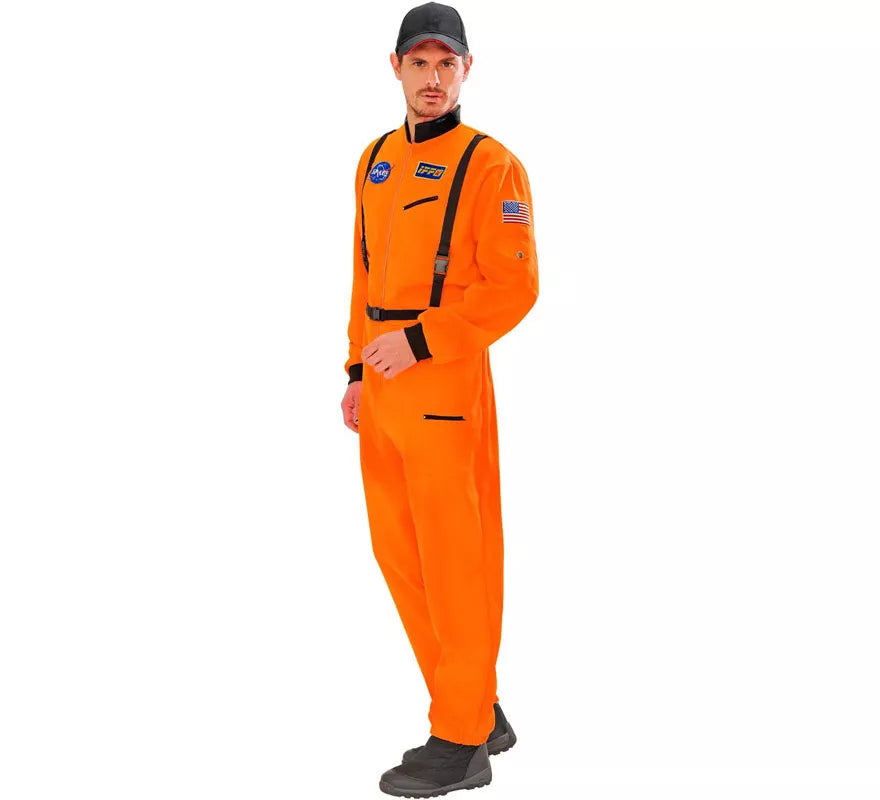 Translation missing: fr.Disfraz de Astronauta Naranja con Insignia para hombre