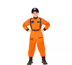 Déguisement d'astronaute orange avec badge garçon
