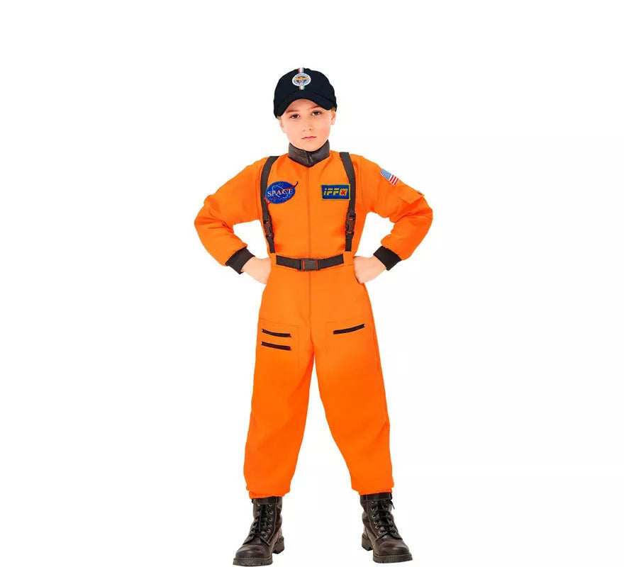 Translation missing: fr.Disfraz de Astronauta Naranja con Insignia para niño