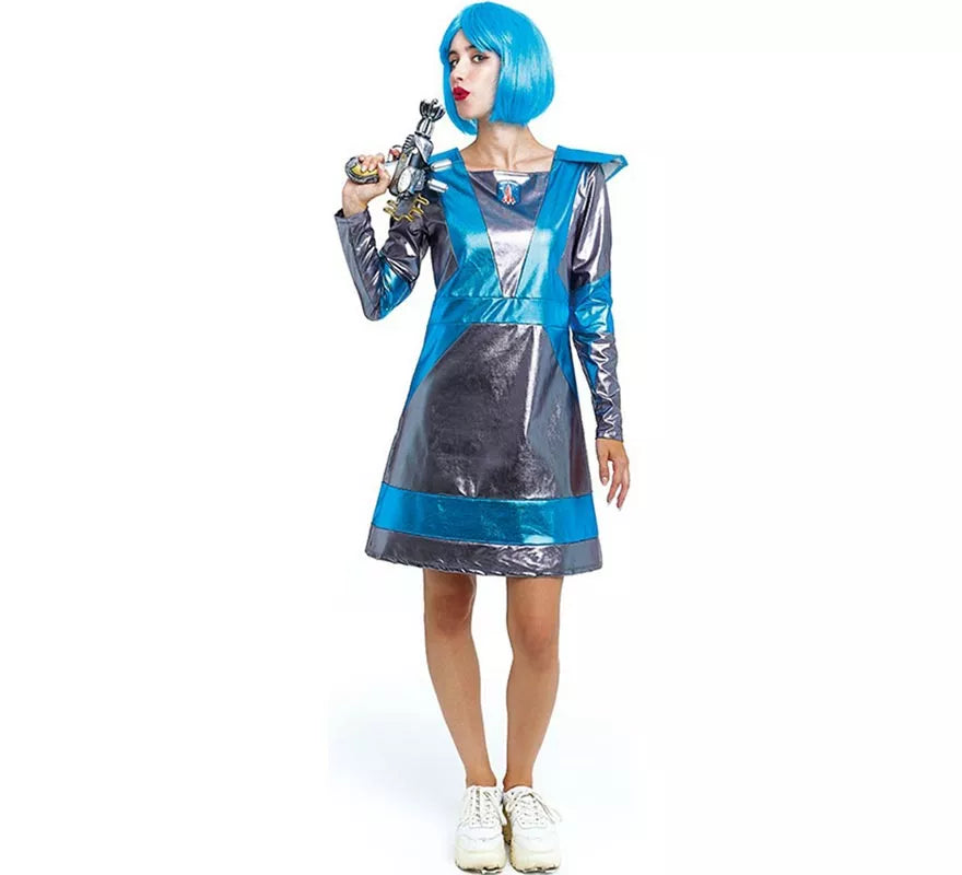 Translation missing: fr.Disfraz de Astronauta plateado oscuro y azul para mujer