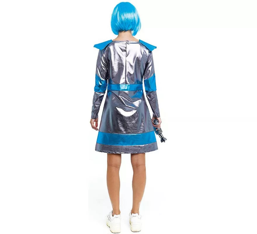 Translation missing: fr.Disfraz de Astronauta plateado oscuro y azul para mujer