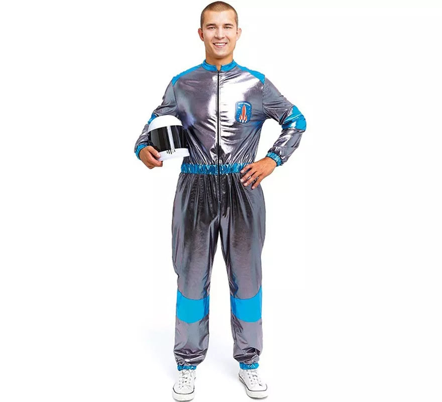Translation missing: fr.Disfraz de Astronauta plateado y azul para adulto