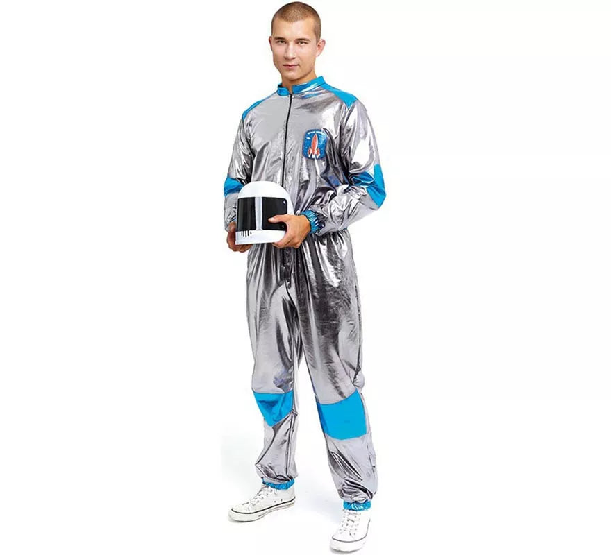 Translation missing: fr.Disfraz de Astronauta plateado y azul para adulto
