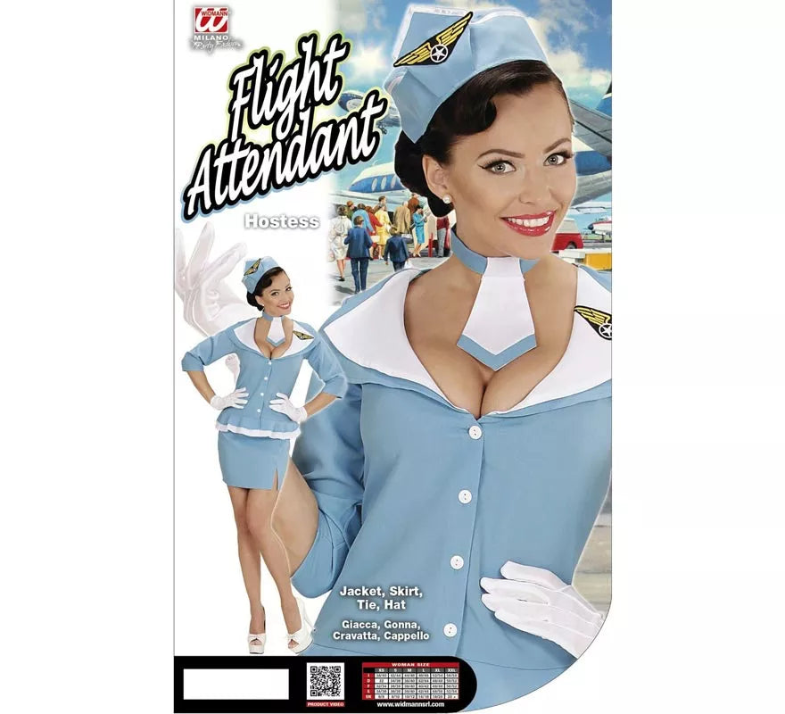 Translation missing: fr.Disfraz de Azafata azul con corbata para mujer