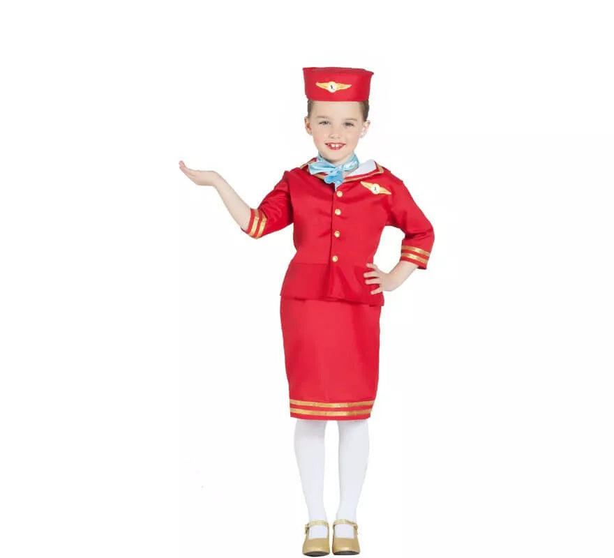 Translation missing: fr.Disfraz de Azafata de Vuelo Roja para niña