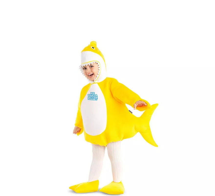 Translation missing: fr.Disfraz de Baby Shark amarillo con capucha para bebé y niños