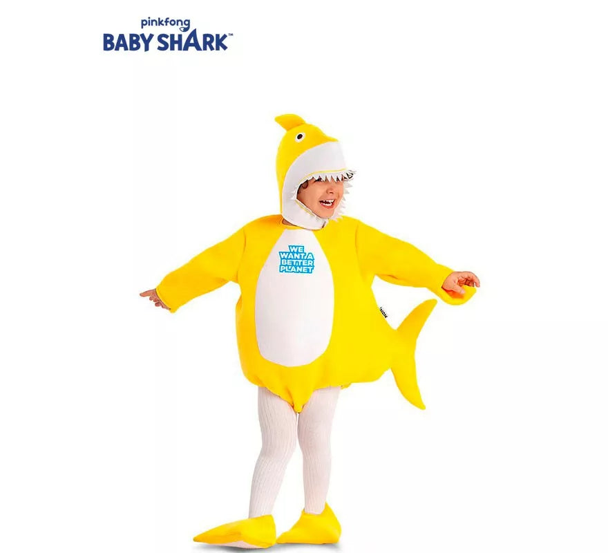 Translation missing: fr.Disfraz de Baby Shark amarillo con capucha para bebé y niños
