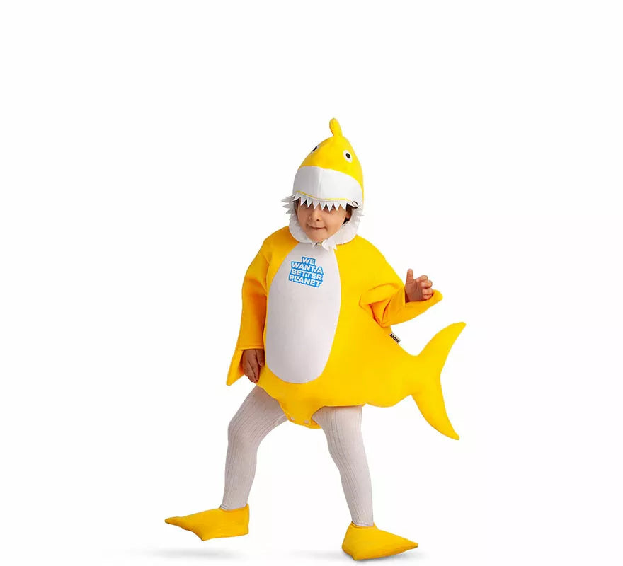 Translation missing: fr.Disfraz de Baby Shark amarillo con capucha para bebé y niños