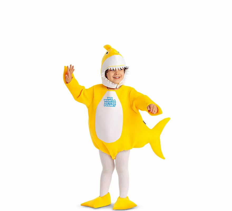 Translation missing: fr.Disfraz de Baby Shark amarillo con capucha para bebé y niños