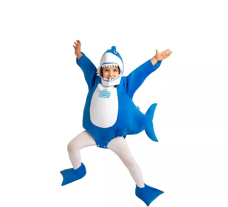 Translation missing: fr.Disfraz de Baby Shark azul con capucha para bebé y niños