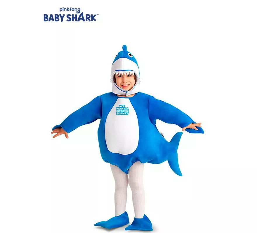 Translation missing: fr.Disfraz de Baby Shark azul con capucha para bebé y niños