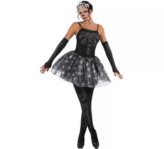 Costume de danseuse squelette avec diadème pour femme
