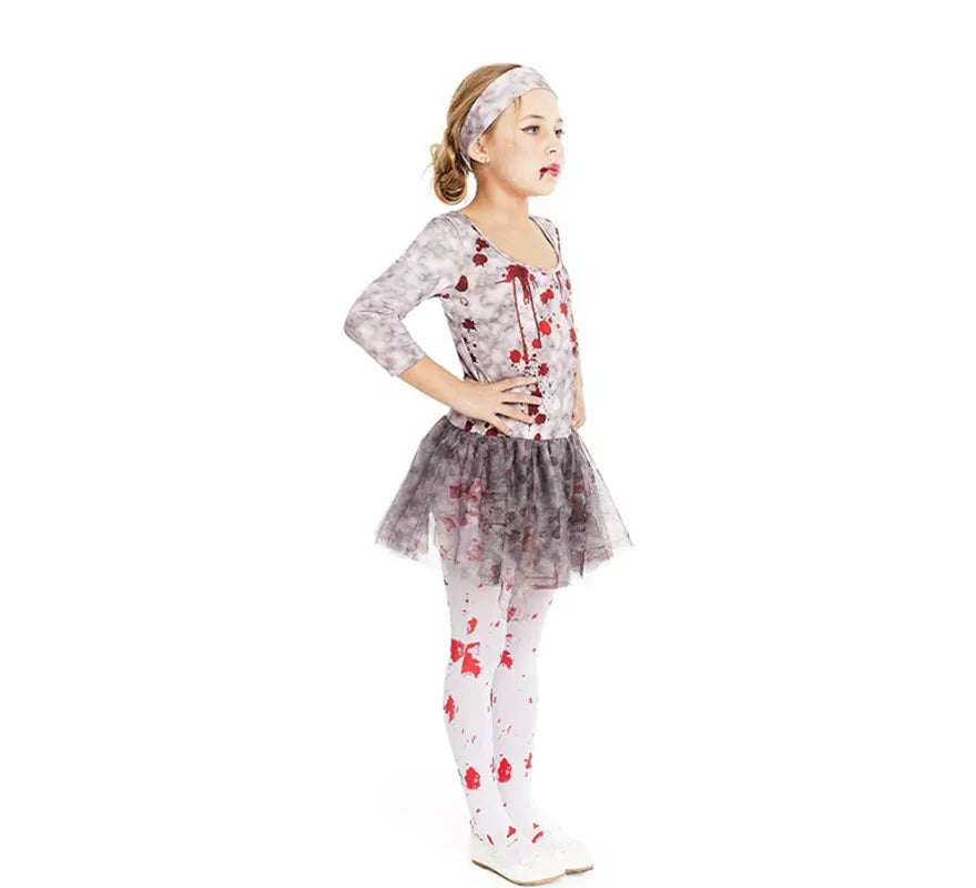 Translation missing: fr.Disfraz de Bailarina Zombie gris con tocado para niña y adolescente
