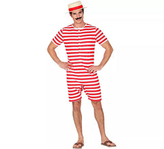 Costume de maillot de bain rouge style rétro des années 50 pour homme