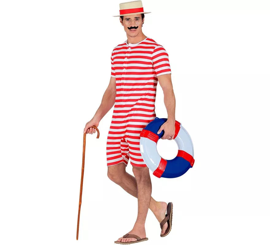 Translation missing: fr.Disfraz de Bañador Estilo Retro años 50 rojo para hombre