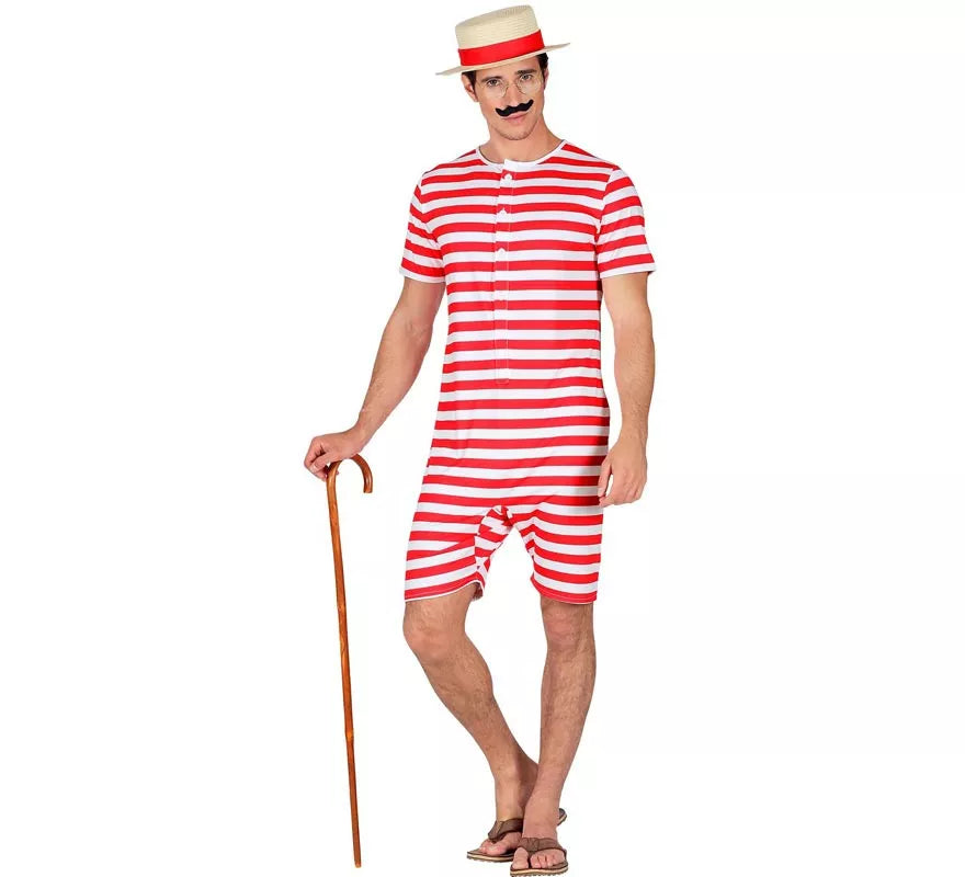Translation missing: fr.Disfraz de Bañador Estilo Retro años 50 rojo para hombre