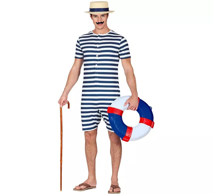 Disfraz de Bañador Retro años 50 azul para hombre
