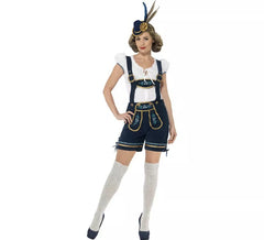 Déguisemetn de Bavaroise Bleu avec Lederhosen pour femme