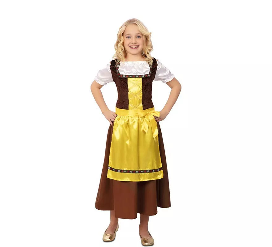 Translation missing: fr.Disfraz de Bávara clásica marrón y amarillo para niña