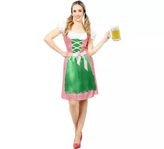 Costume bavarois robe rose et verte pour femme