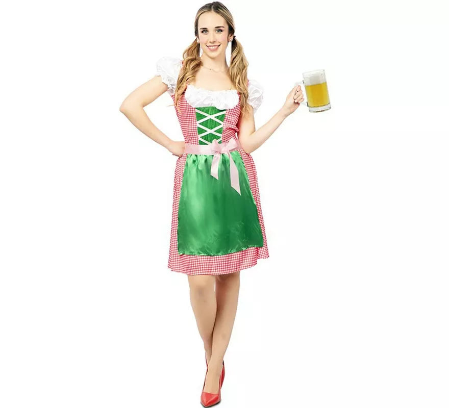 Translation missing: fr.Disfraz de Bávara vestido rosa y verde para mujer