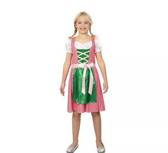 Costume bavarois robe rose et verte pour fille