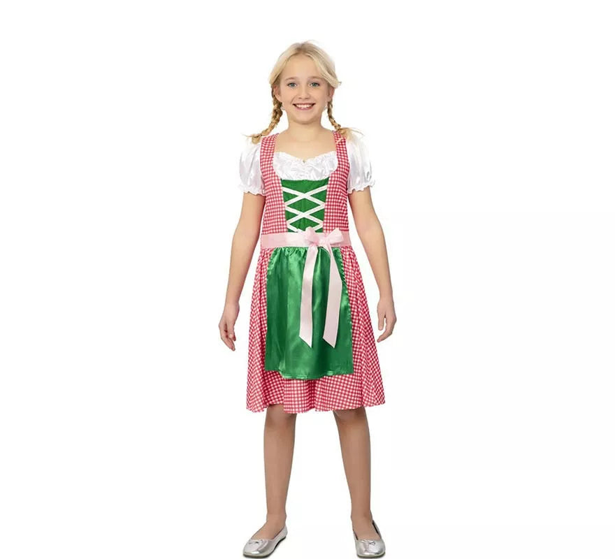 Translation missing: fr.Disfraz de Bávara vestido rosa y verde para niña