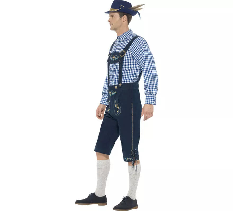 Translation missing: fr.Disfraz de Bávaro Tradicional Azul con Lederhosen para hombre
