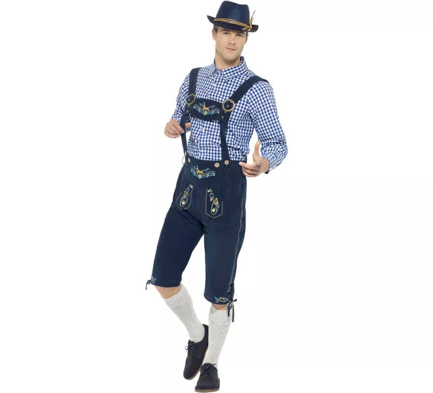 Translation missing: fr.Disfraz de Bávaro Tradicional Azul con Lederhosen para hombre