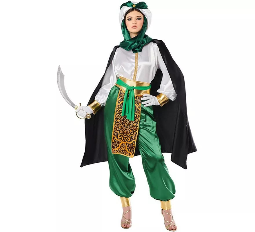 Translation missing: fr.Disfraz de Beduino elegante verde y blanco para mujer