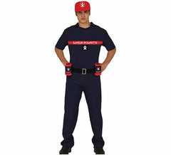 Déguisement pompier avec porte-gobelet homme
