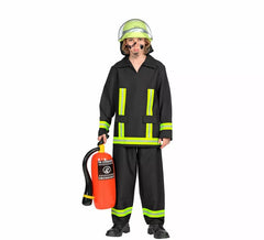 Déguisement de pompier noir et jaune pour garçon