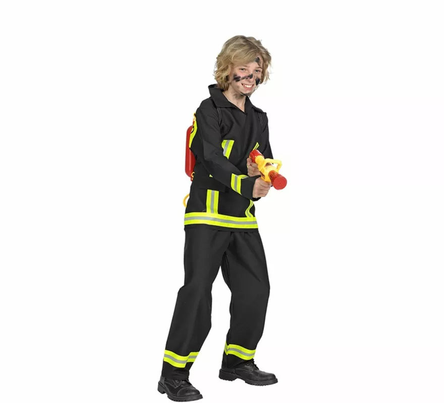 Translation missing: fr.Disfraz de Bombero negro y amarillo para niño