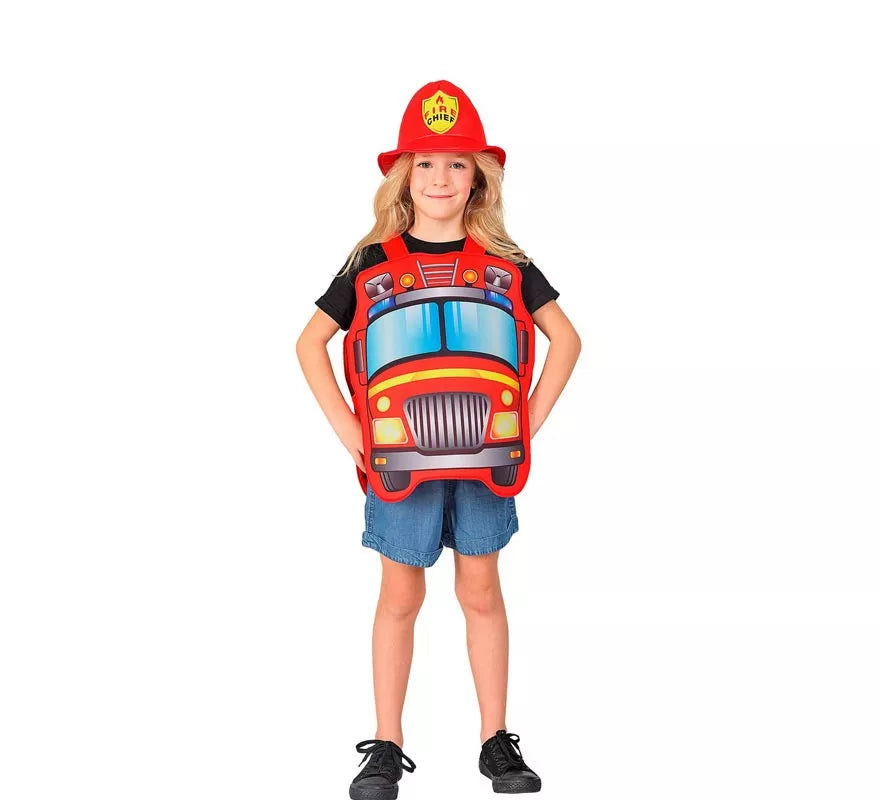 Translation missing: fr.Disfraz de Bombero rojo con gorro para niños