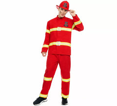 Déguisement pompier rouge et jaune homme