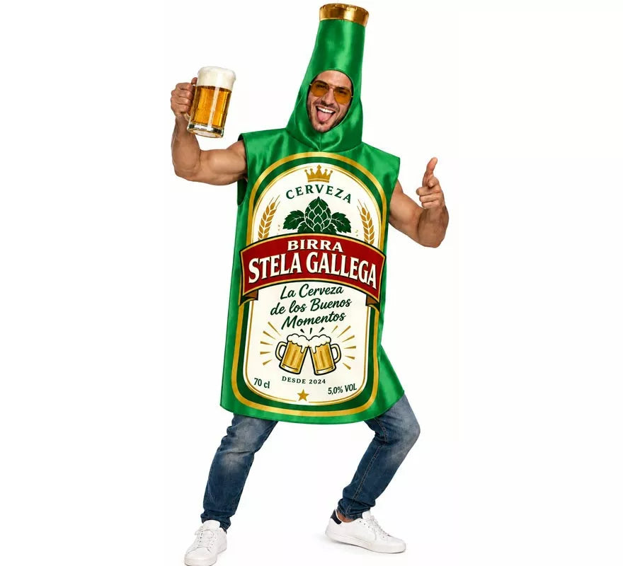 Disfraz de Botellín de Cerveza verde para adultos