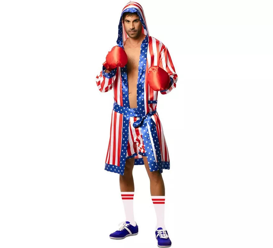 Translation missing: es.Disfraz de Boxeador Profesional USA con cinturón para hombre