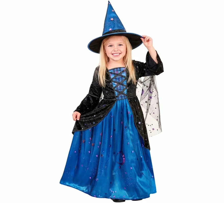Translation missing: fr.Disfraz de Bruja azul con Estrellas para niña