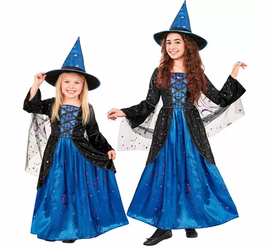 Translation missing: fr.Disfraz de Bruja azul con Estrellas para niña