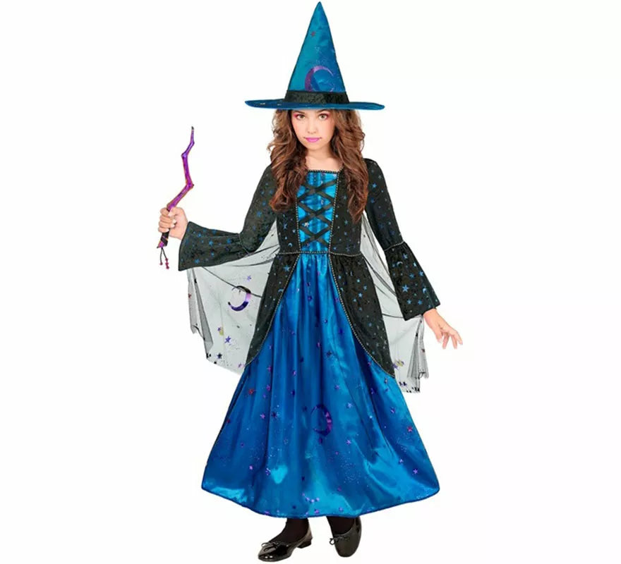 Translation missing: fr.Disfraz de Bruja azul con Estrellas para niña