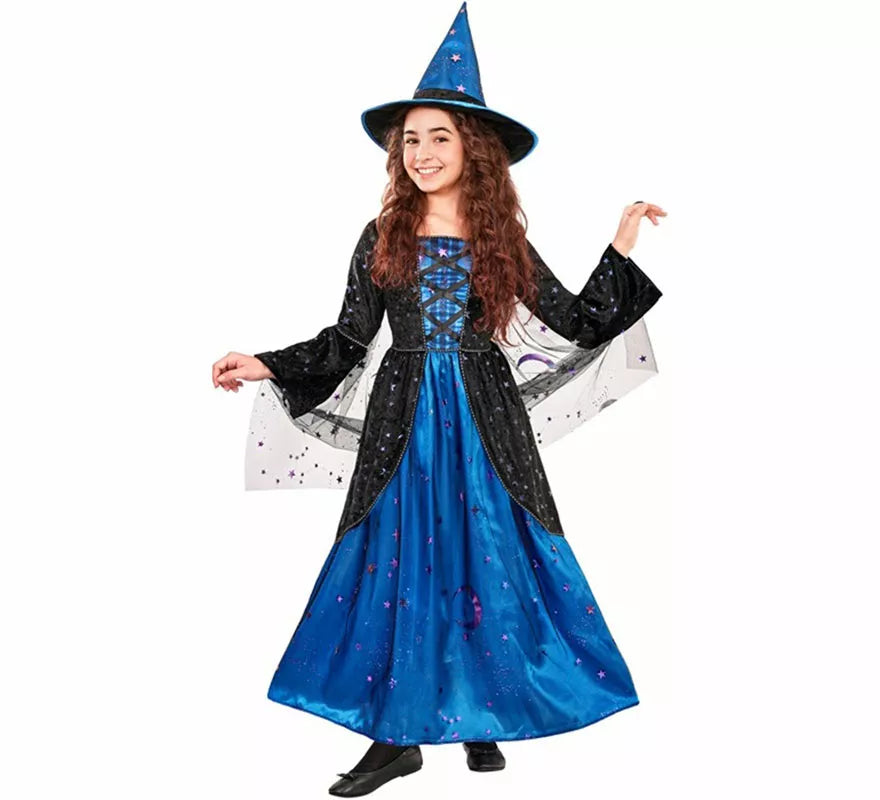 Translation missing: fr.Disfraz de Bruja azul con Estrellas para niña